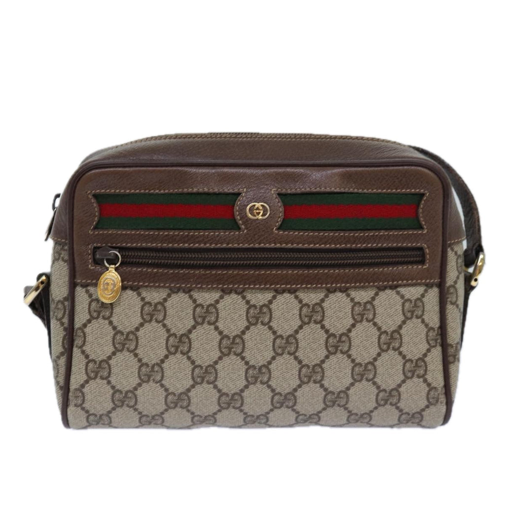 GUCCI GG Supreme Web Sherry Line Shoulder Bag PVC Beige 001 44 6655 ep5014