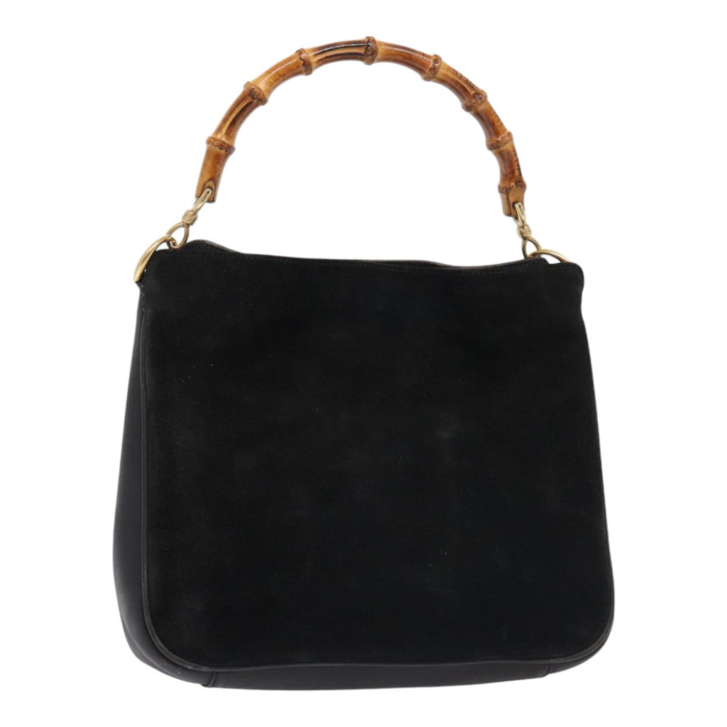 GUCCI Bamboo Hand Bag Suede Black 001 2058 1638 0 ep5053