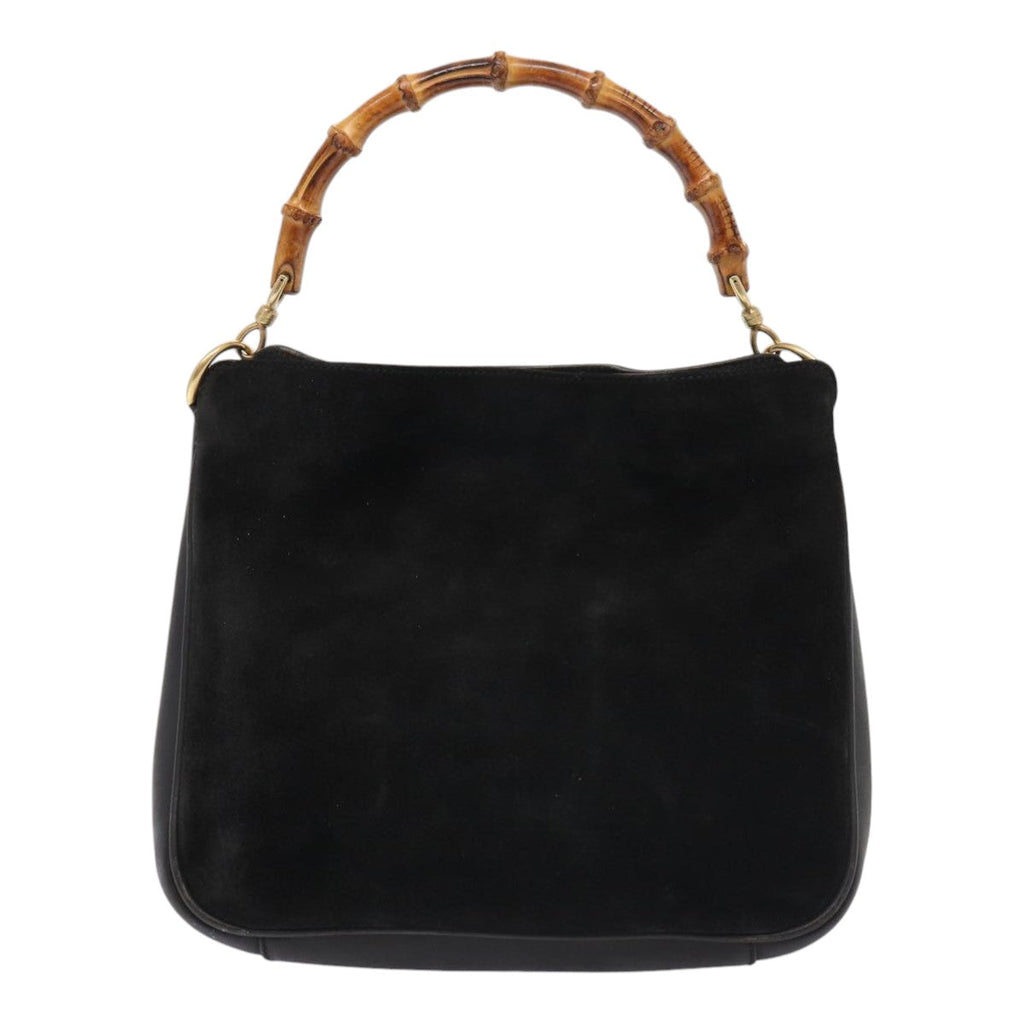 GUCCI Bamboo Hand Bag Suede Black 001 2058 1638 0 ep5053