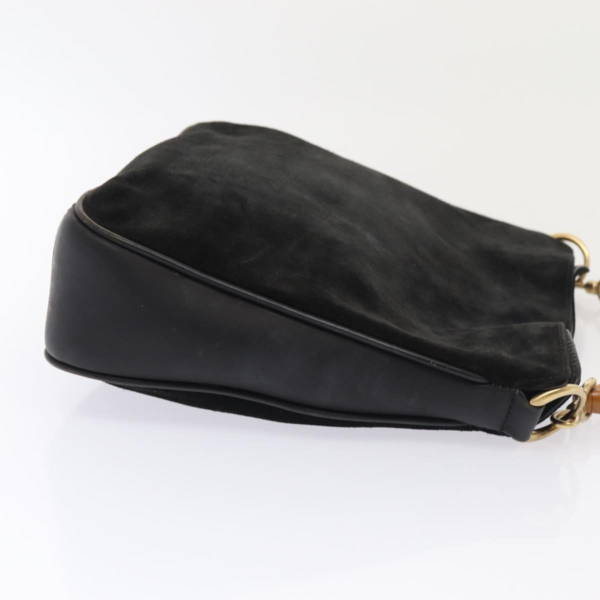 GUCCI Bamboo Hand Bag Suede Black 001 2058 1638 0 ep5053