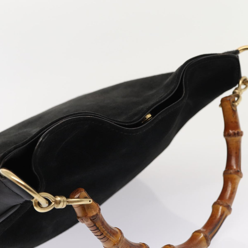 GUCCI Bamboo Hand Bag Suede Black 001 2058 1638 0 ep5053