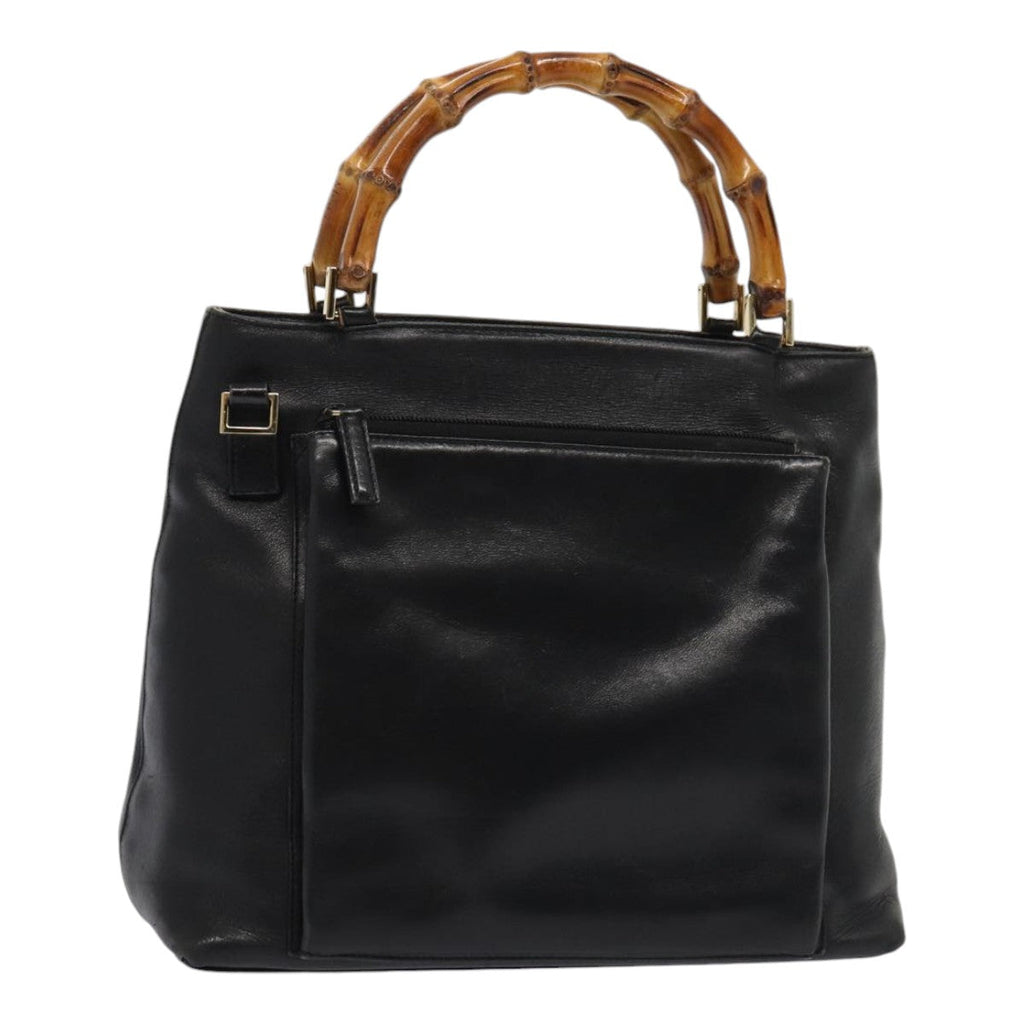 GUCCI Bamboo Hand Bag Leather Black 002 2058 0508 0 ep5055