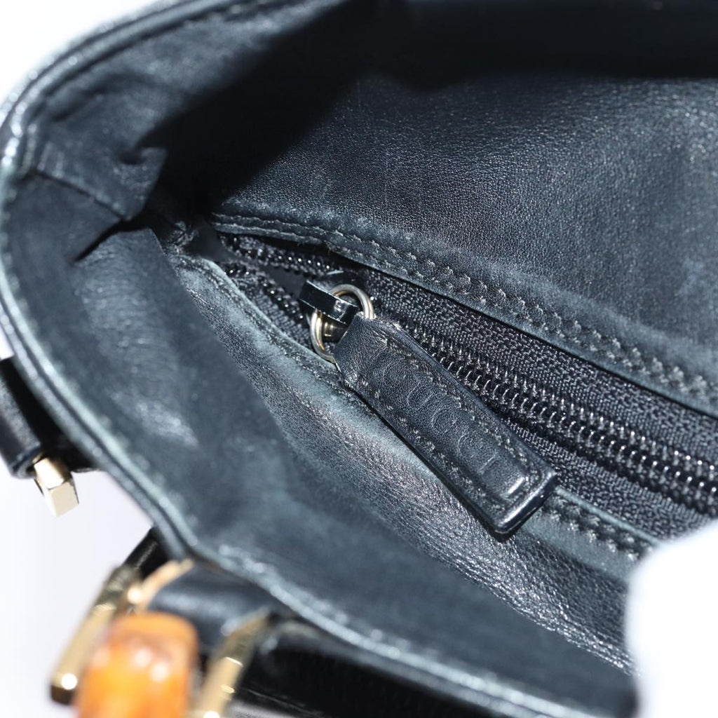 GUCCI Bamboo Hand Bag Leather Black 002 2058 0508 0 ep5055