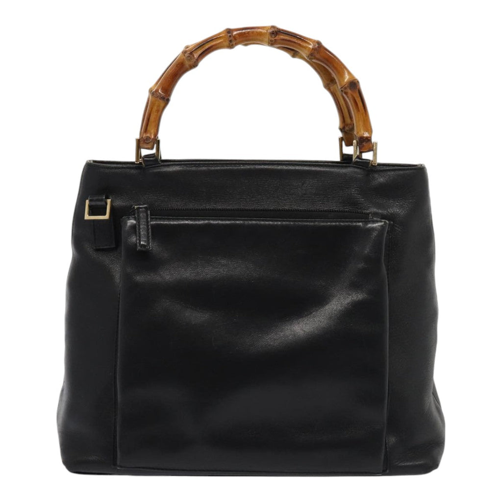 GUCCI Bamboo Hand Bag Leather Black 002 2058 0508 0 ep5055