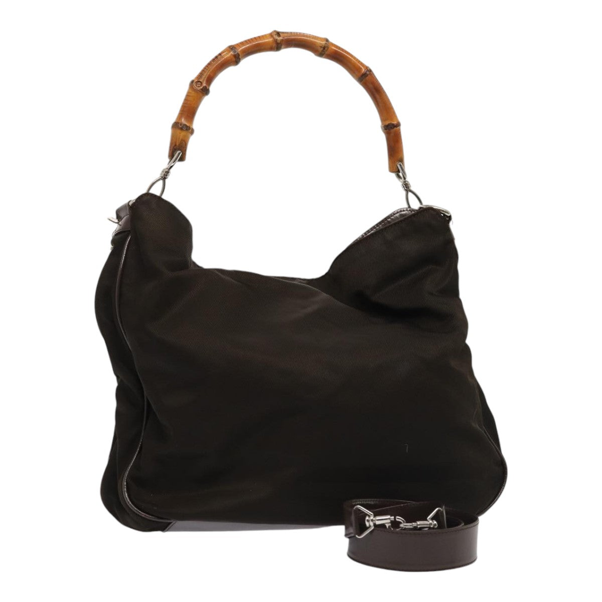 GUCCI Bamboo Shoulder Bag Nylon 2way Khaki 001 2113 1577 ep5058