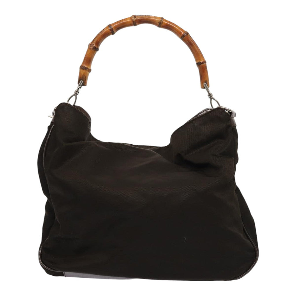 GUCCI Bamboo Shoulder Bag Nylon 2way Khaki 001 2113 1577 ep5058