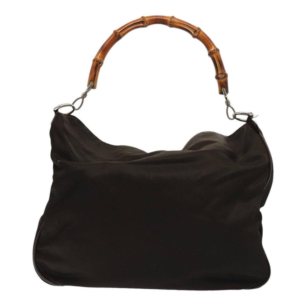 GUCCI Bamboo Shoulder Bag Nylon 2way Khaki 001 2113 1577 ep5058