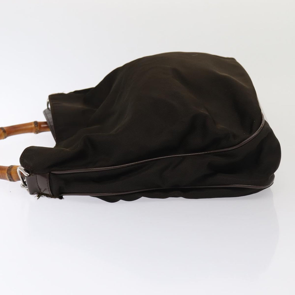 GUCCI Bamboo Shoulder Bag Nylon 2way Khaki 001 2113 1577 ep5058
