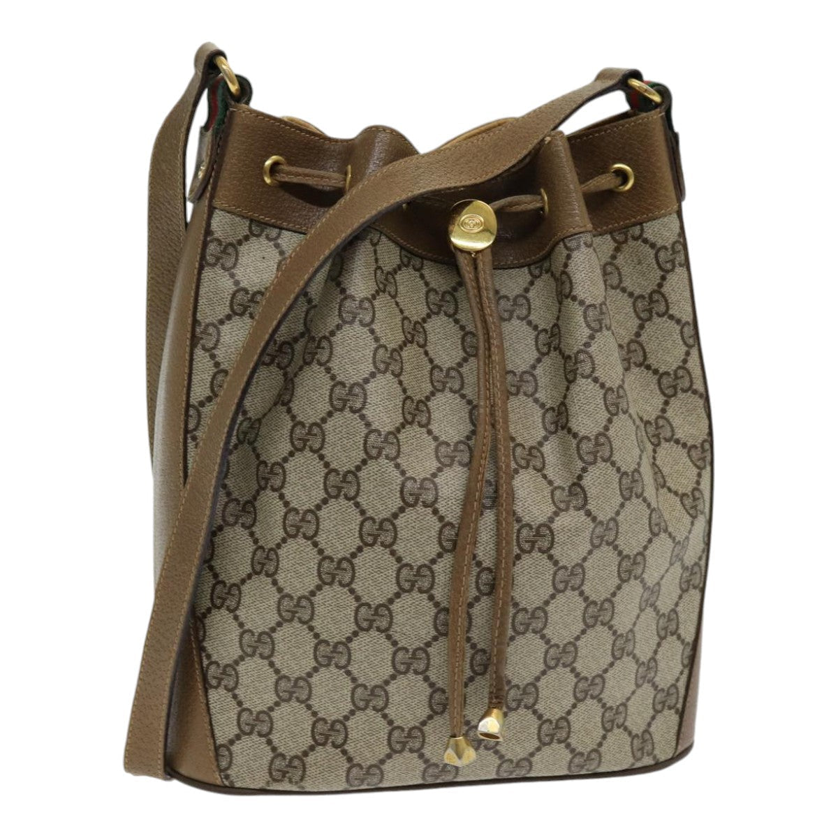 GUCCI GG Supreme Web Sherry Line Shoulder Bag PVC Beige 72 02 034 ep5067