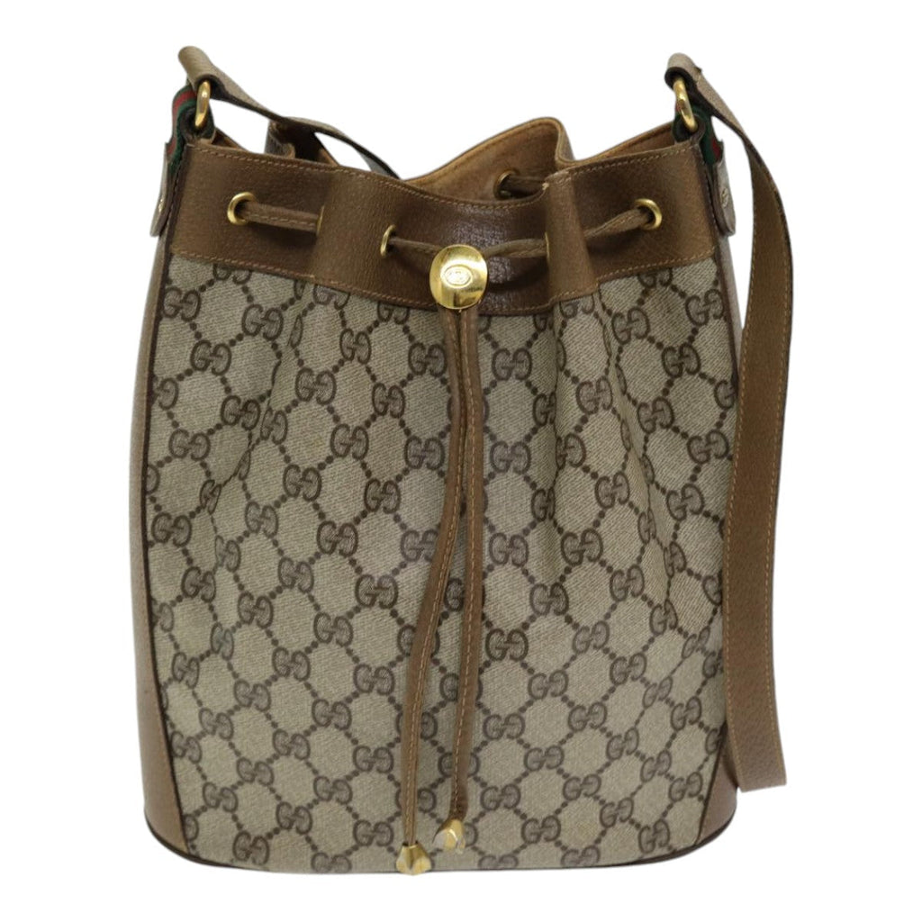 GUCCI GG Supreme Web Sherry Line Shoulder Bag PVC Beige 72 02 034 ep5067