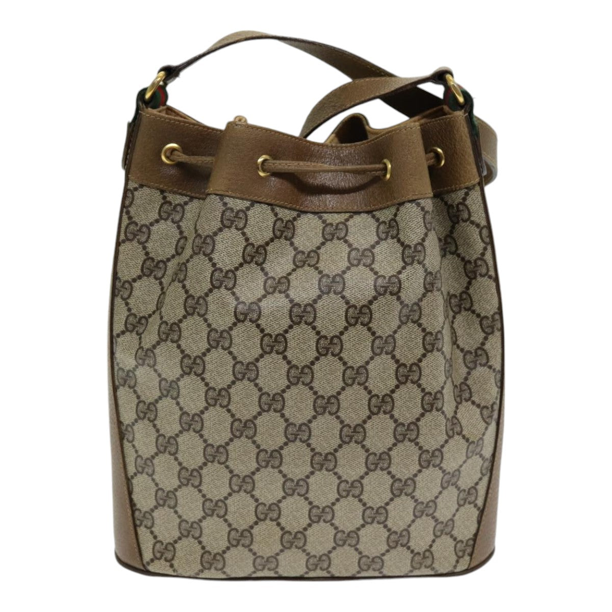 GUCCI GG Supreme Web Sherry Line Shoulder Bag PVC Beige 72 02 034 ep5067