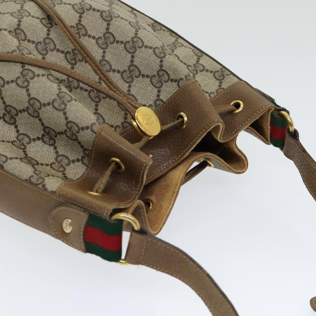 GUCCI GG Supreme Web Sherry Line Shoulder Bag PVC Beige 72 02 034 ep5067