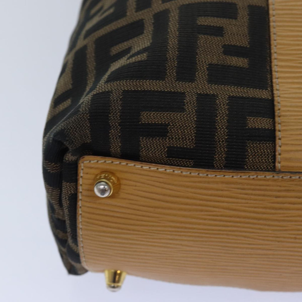 FENDI Zucca Canvas Hand Bag Brown Black gold ep5077