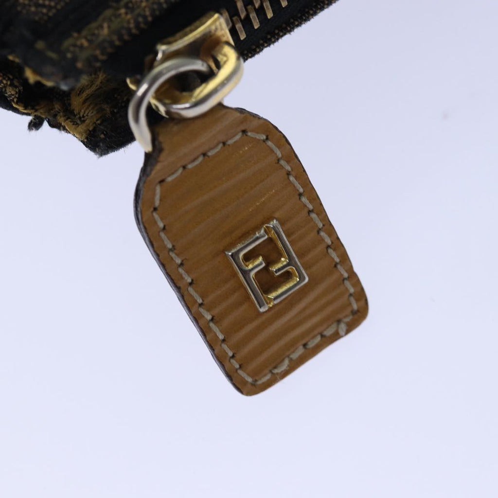 FENDI Zucca Canvas Hand Bag Brown Black gold ep5077