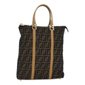 FENDI Zucca Canvas Hand Bag Brown Black gold ep5077