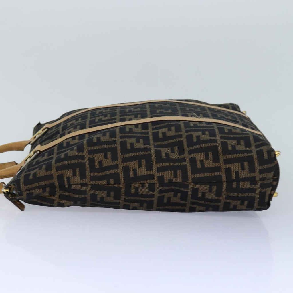 FENDI Zucca Canvas Hand Bag Brown Black gold ep5077