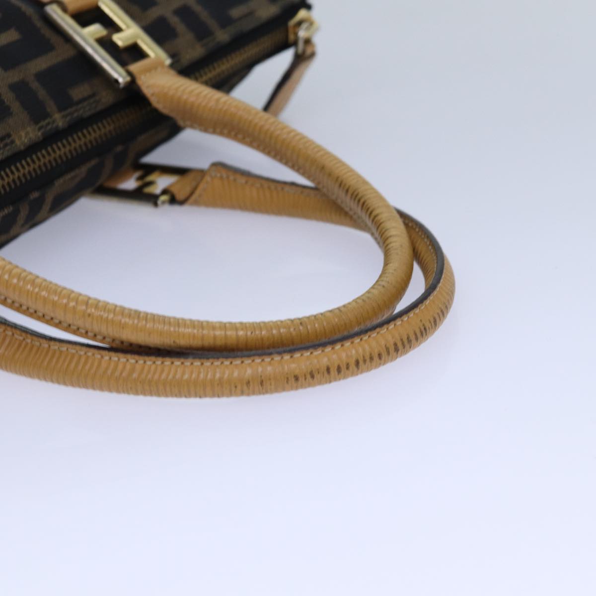 FENDI Zucca Canvas Hand Bag Brown Black gold ep5077