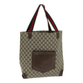 GUCCI GG Canvas Web Sherry Line Tote Bag PVC Beige Green Red ep5079