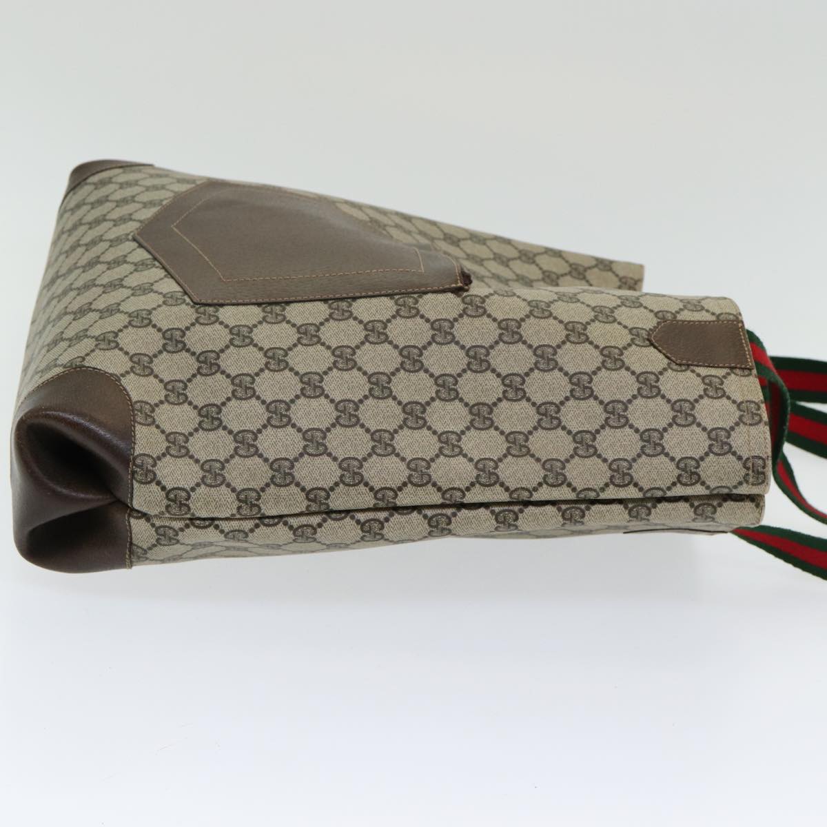 GUCCI GG Canvas Web Sherry Line Tote Bag PVC Beige Green Red ep5079
