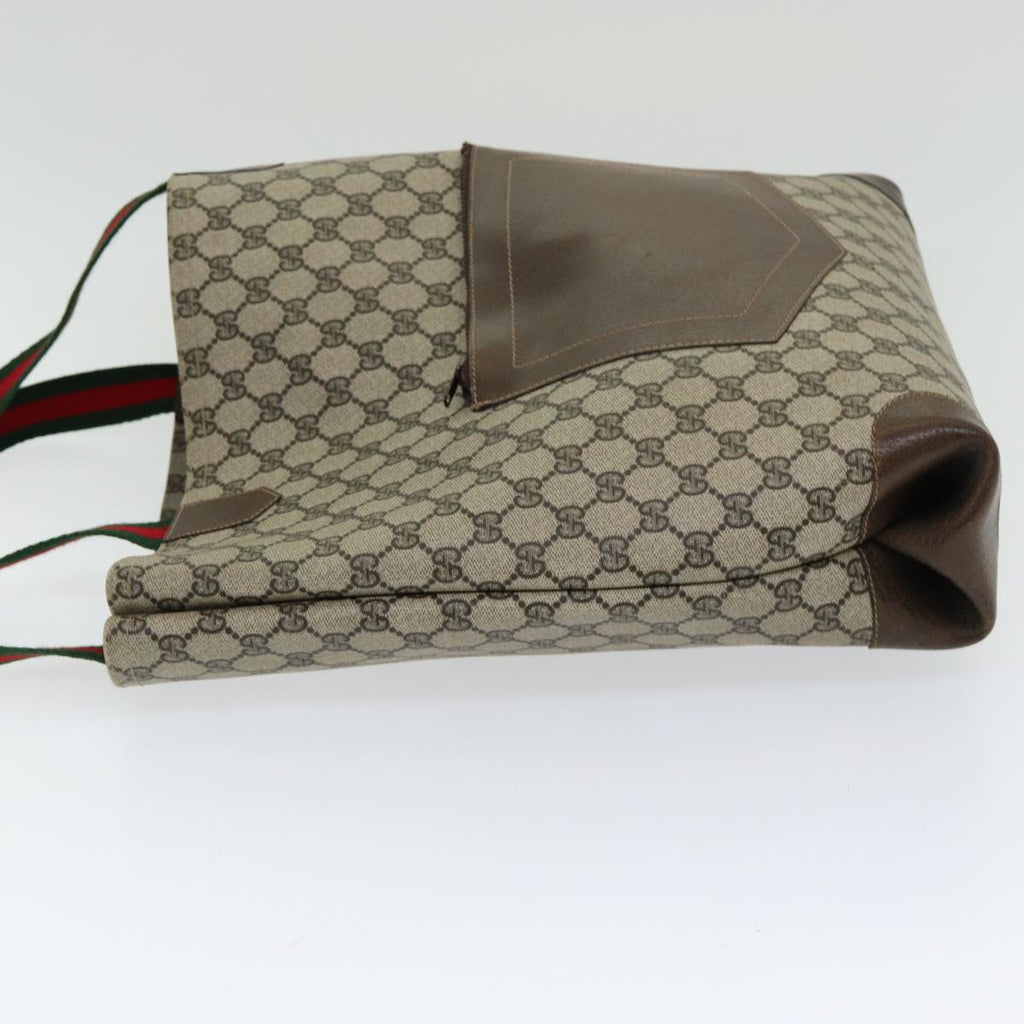 GUCCI GG Canvas Web Sherry Line Tote Bag PVC Beige Green Red ep5079