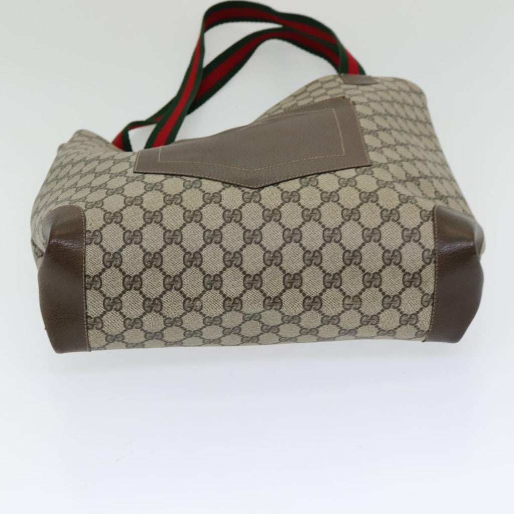 GUCCI GG Canvas Web Sherry Line Tote Bag PVC Beige Green Red ep5079