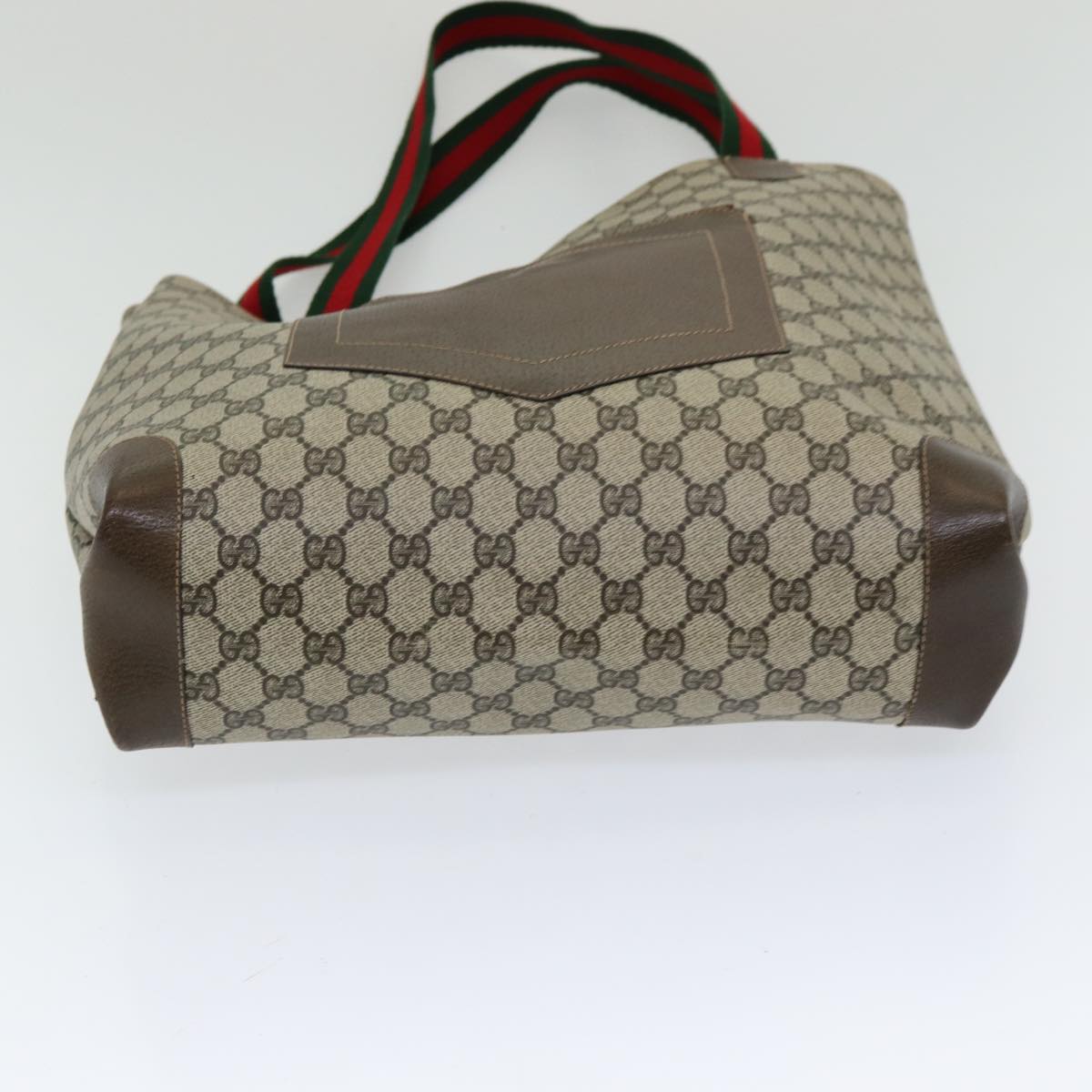 GUCCI GG Canvas Web Sherry Line Tote Bag PVC Beige Green Red ep5079