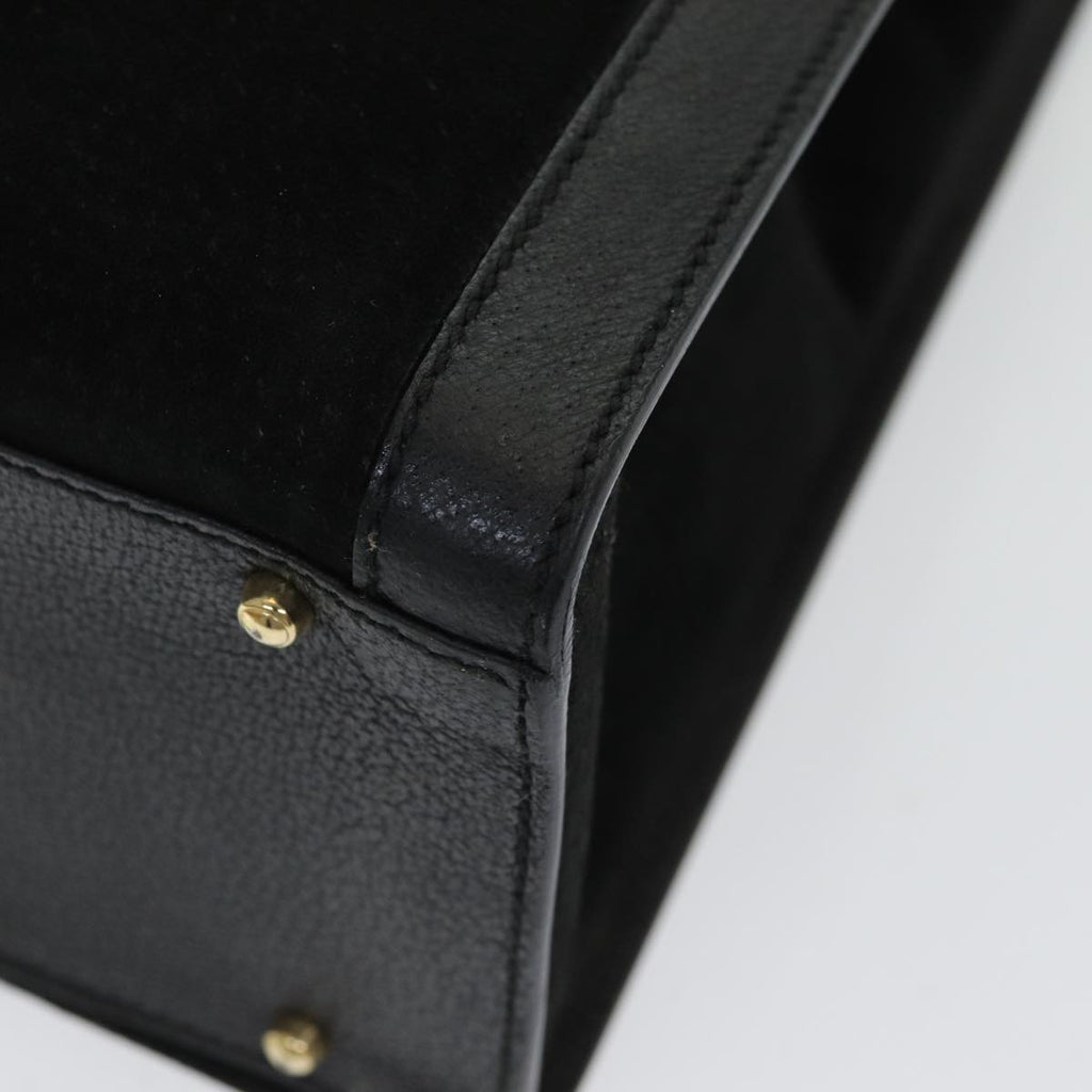 GUCCI Bamboo Tote Bag Suede Black ep5084