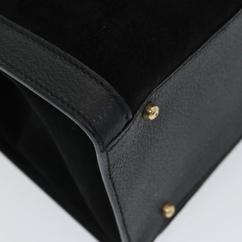 GUCCI Bamboo Tote Bag Suede Black ep5084
