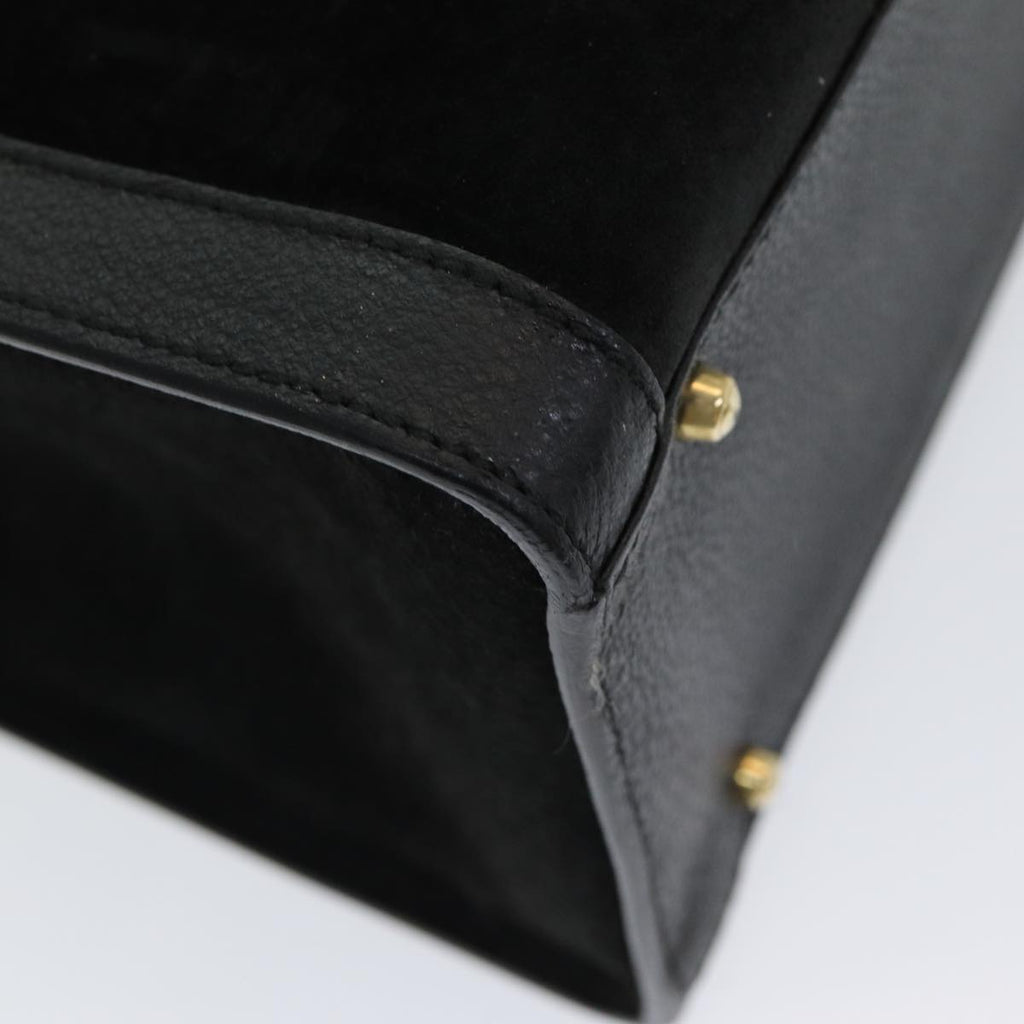 GUCCI Bamboo Tote Bag Suede Black ep5084