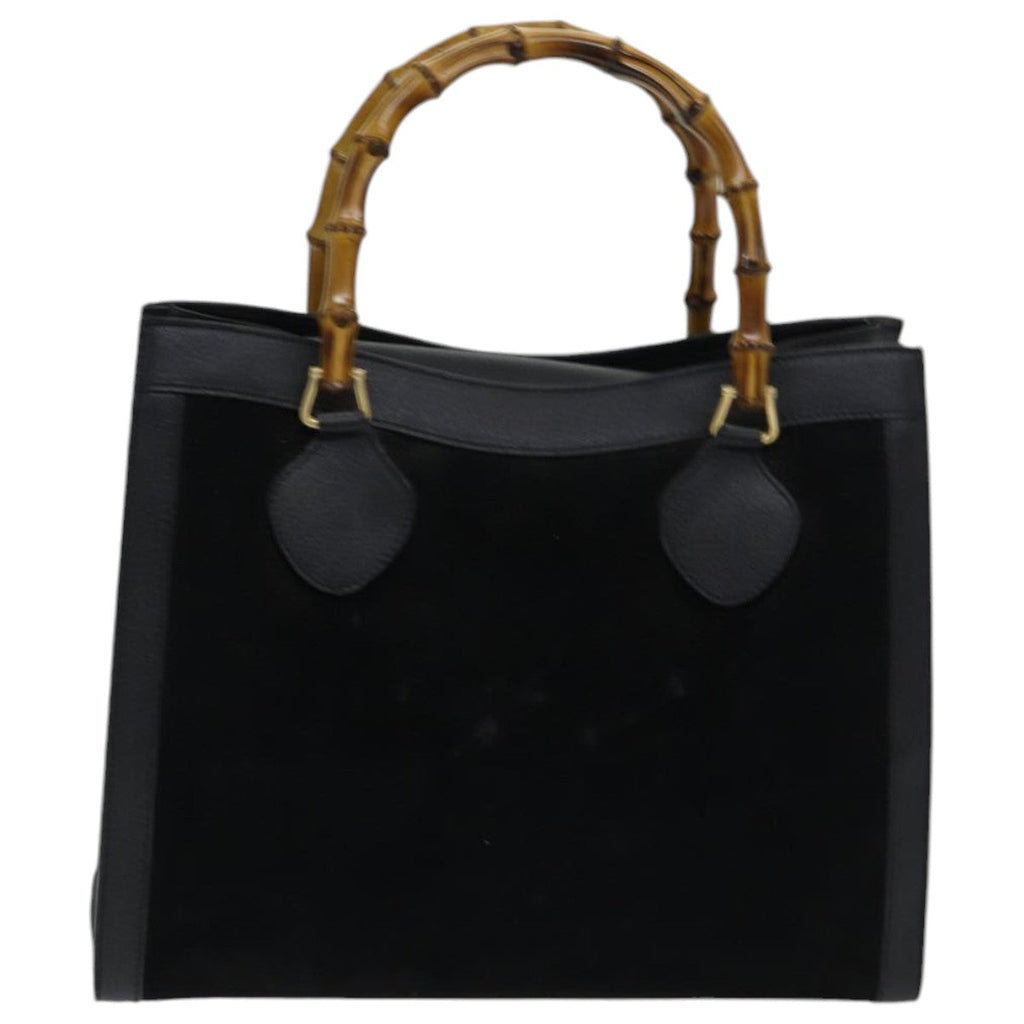 GUCCI Bamboo Tote Bag Suede Black ep5084