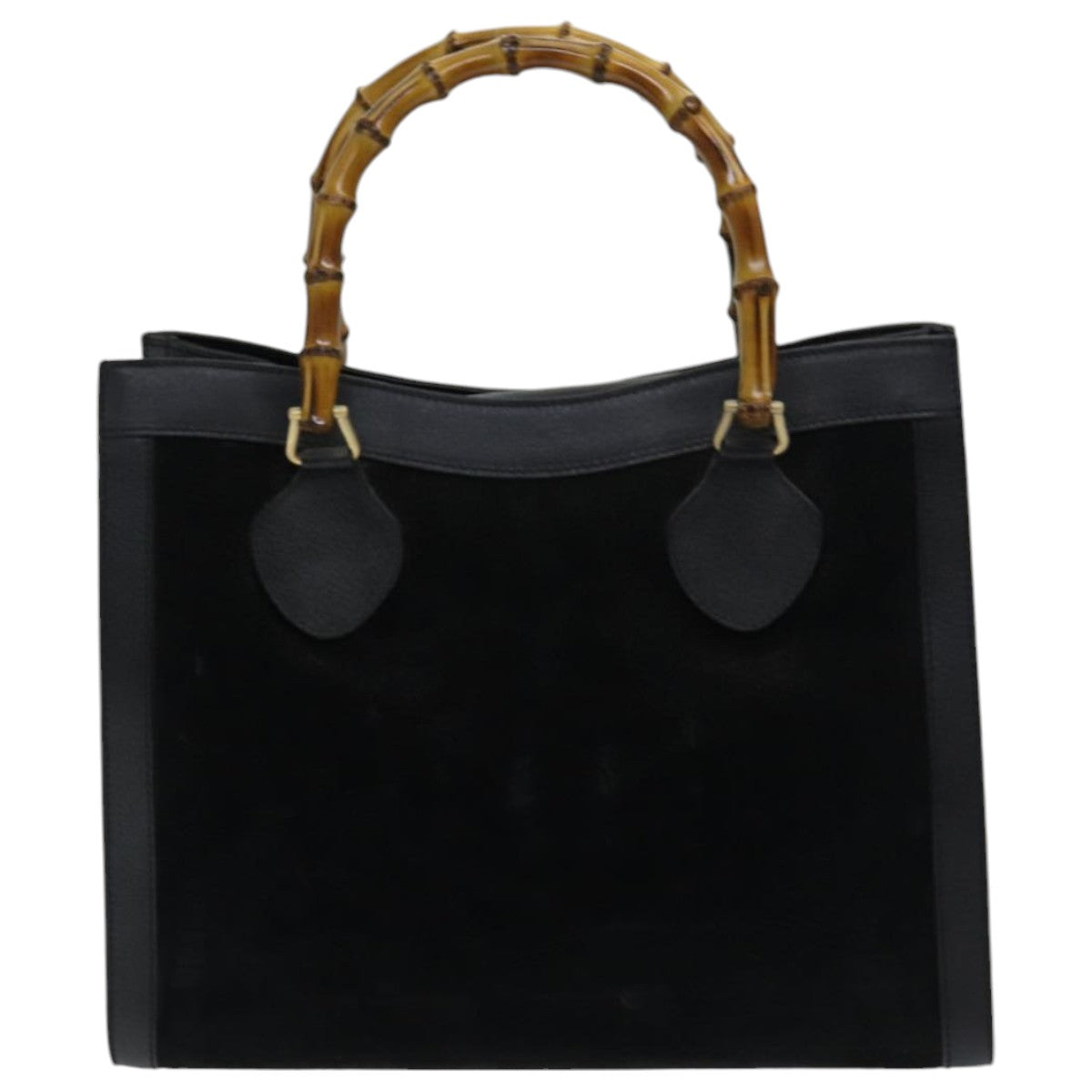 GUCCI Bamboo Tote Bag Suede Black ep5084
