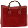 GUCCI Bamboo Tote Bag Suede Red ep5090