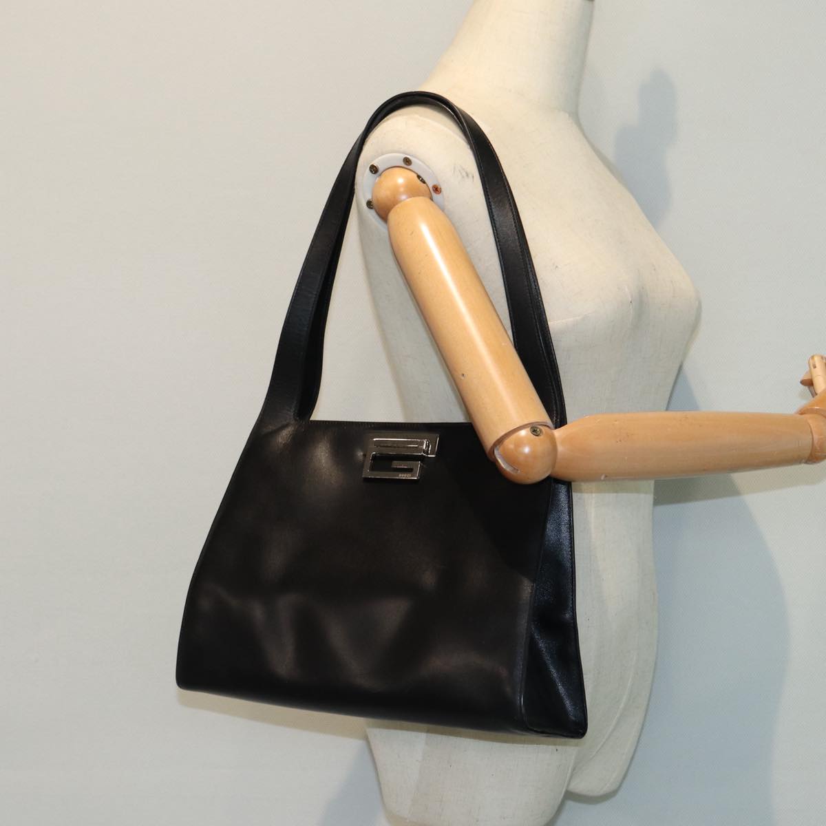 GUCCI Shoulder Bag Leather Black Silver 001 3038 ep5093