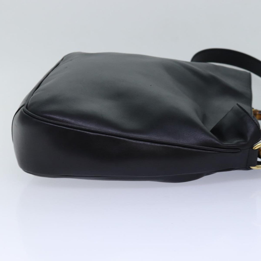 GUCCI Bamboo Hand Bag Leather 2way Black Gold 001 2013 1577 0 ep5111