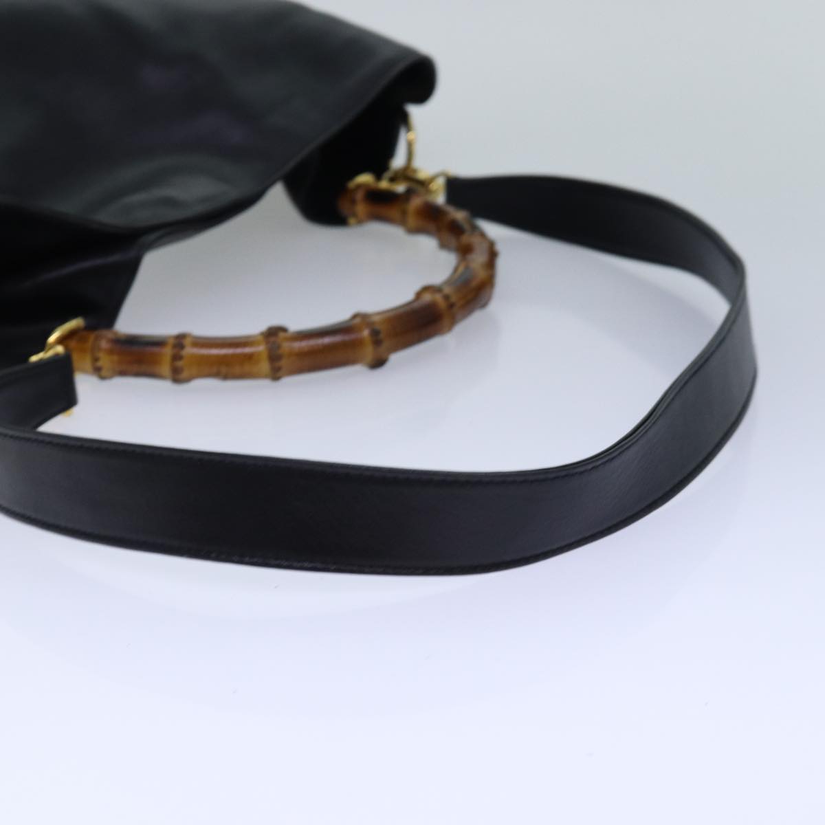GUCCI Bamboo Hand Bag Leather 2way Black Gold 001 2013 1577 0 ep5111