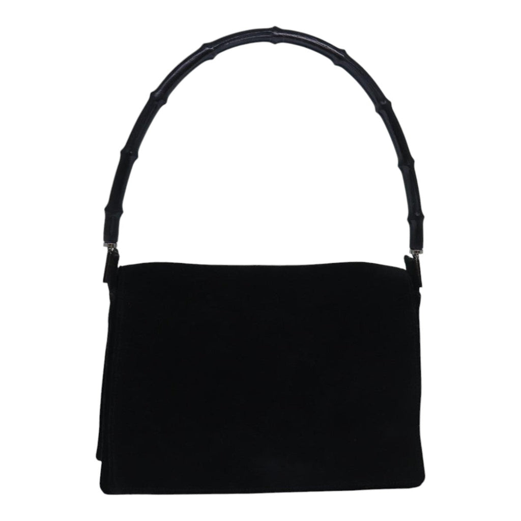 GUCCI Bamboo Hand Bag Suede Black ep5118
