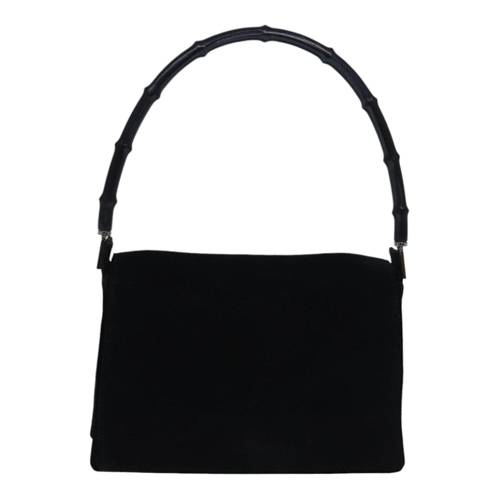GUCCI Bamboo Hand Bag Suede Black ep5118