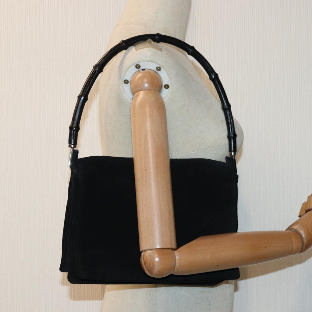 GUCCI Bamboo Hand Bag Suede Black ep5118