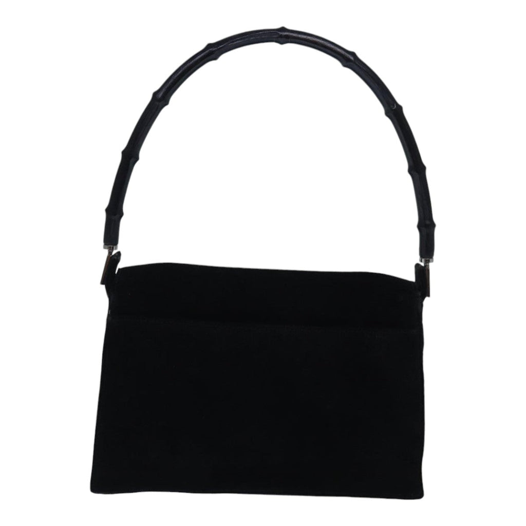 GUCCI Bamboo Hand Bag Suede Black ep5118
