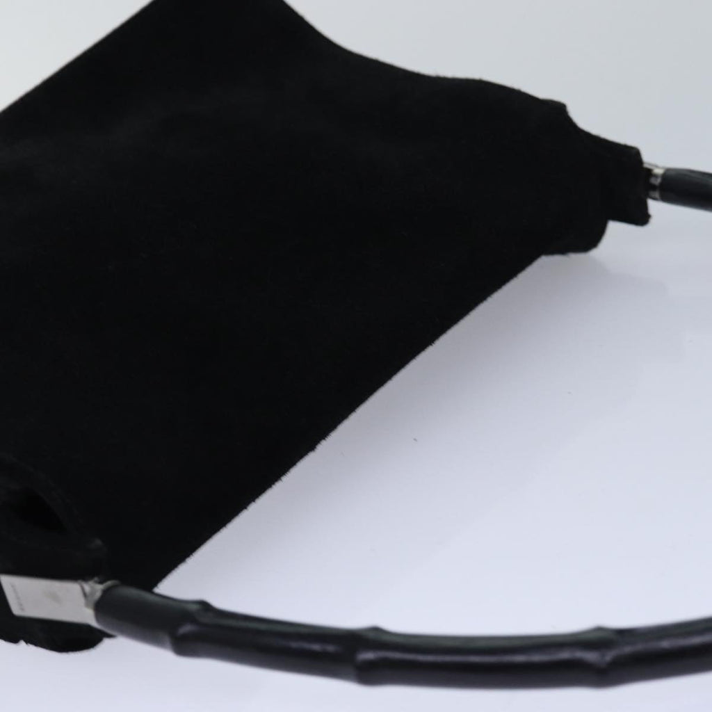GUCCI Bamboo Hand Bag Suede Black ep5118