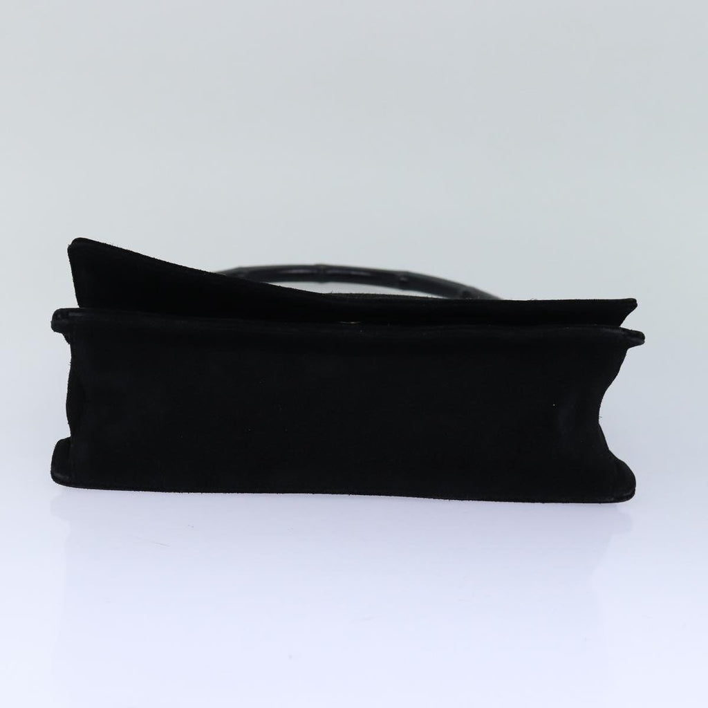GUCCI Bamboo Hand Bag Suede Black ep5118
