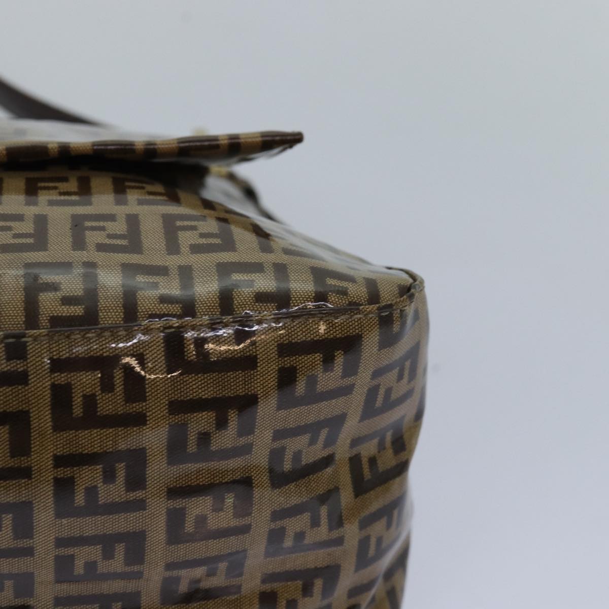 FENDI Zucchino Canvas Mamma Baguette Shoulder Bag Beige Gold ep5119