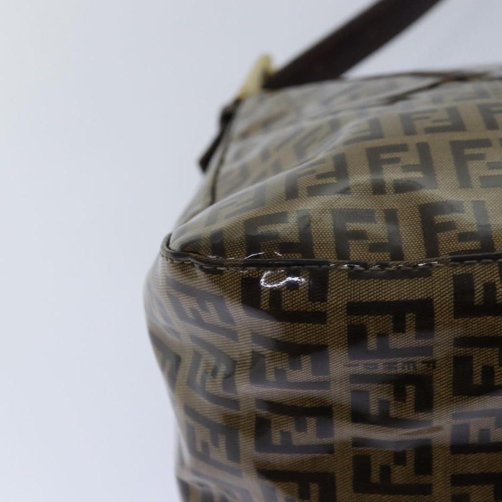 FENDI Zucchino Canvas Mamma Baguette Shoulder Bag Beige Gold ep5119