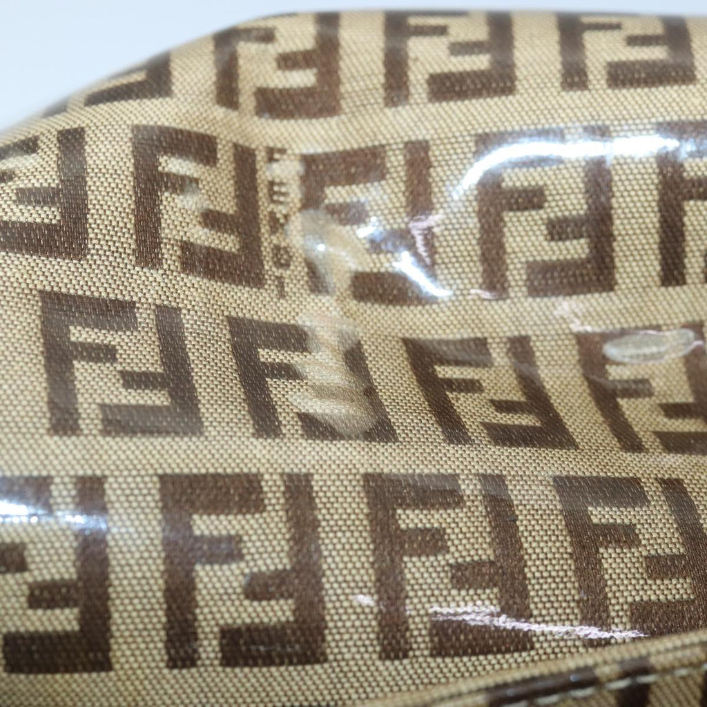 FENDI Zucchino Canvas Mamma Baguette Shoulder Bag Beige Gold ep5119