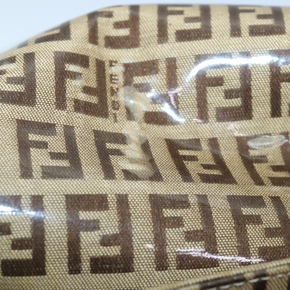 FENDI Zucchino Canvas Mamma Baguette Shoulder Bag Beige Gold ep5119