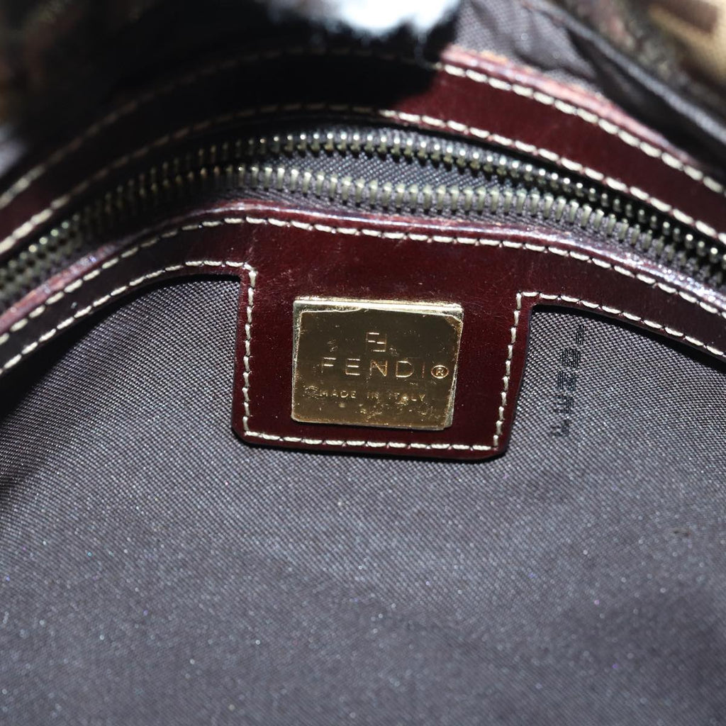 FENDI Zucchino Canvas Mamma Baguette Shoulder Bag Beige Gold ep5119