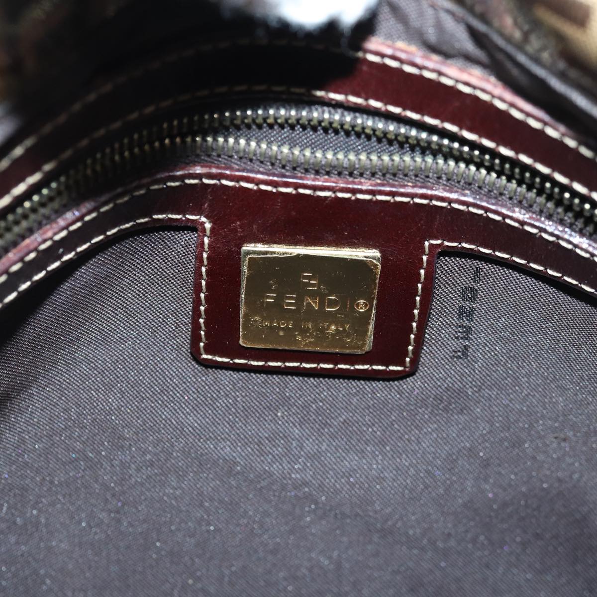 FENDI Zucchino Canvas Mamma Baguette Shoulder Bag Beige Gold ep5119