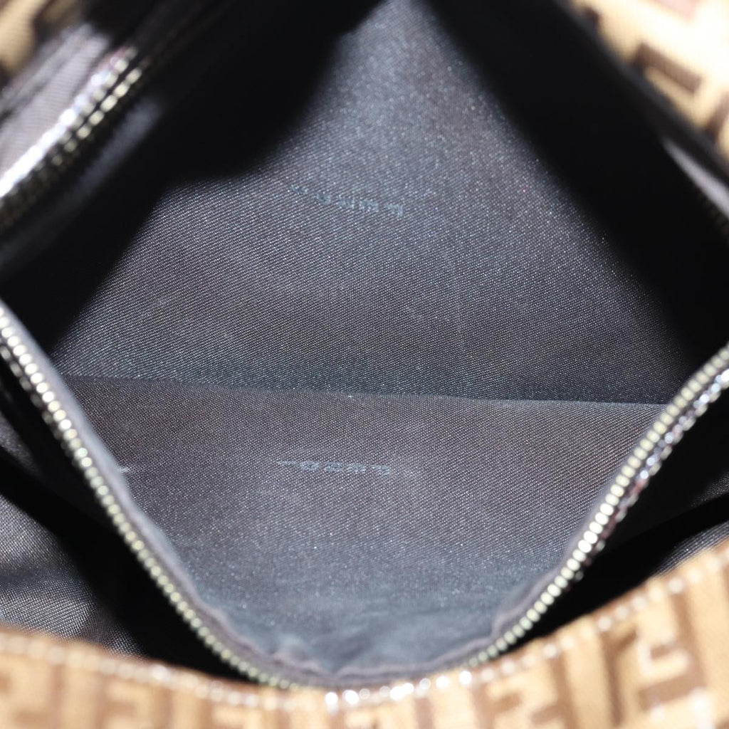 FENDI Zucchino Canvas Mamma Baguette Shoulder Bag Beige Gold ep5119