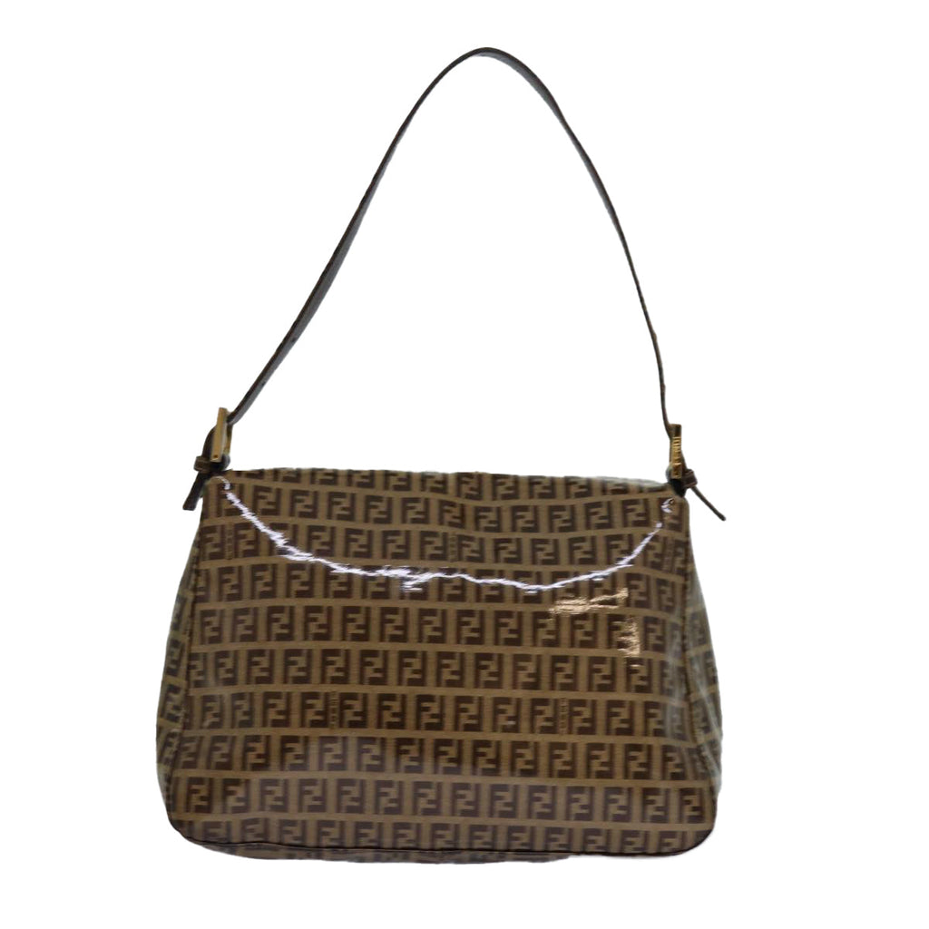 FENDI Zucchino Canvas Mamma Baguette Shoulder Bag Beige Gold ep5119