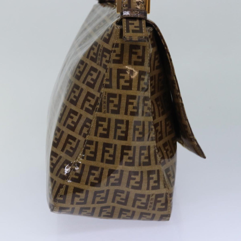 FENDI Zucchino Canvas Mamma Baguette Shoulder Bag Beige Gold ep5119